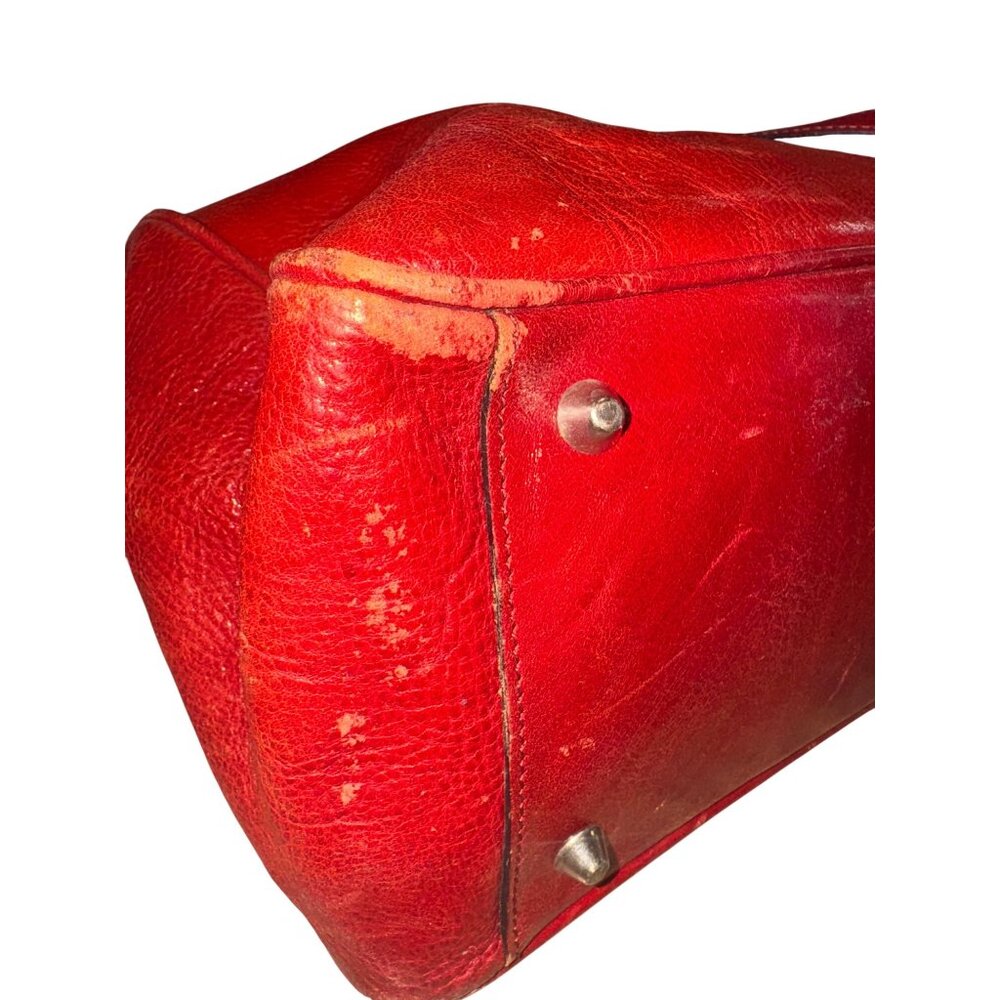 Vintage El Portal Red Leather XL Briefcase Tote Computer Bag Multi Pocket Work - Picture 16 of 16